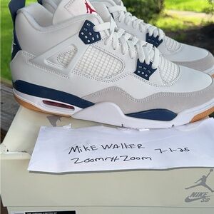 Nike Air Jordan 4 Retro White and Blue Kicks